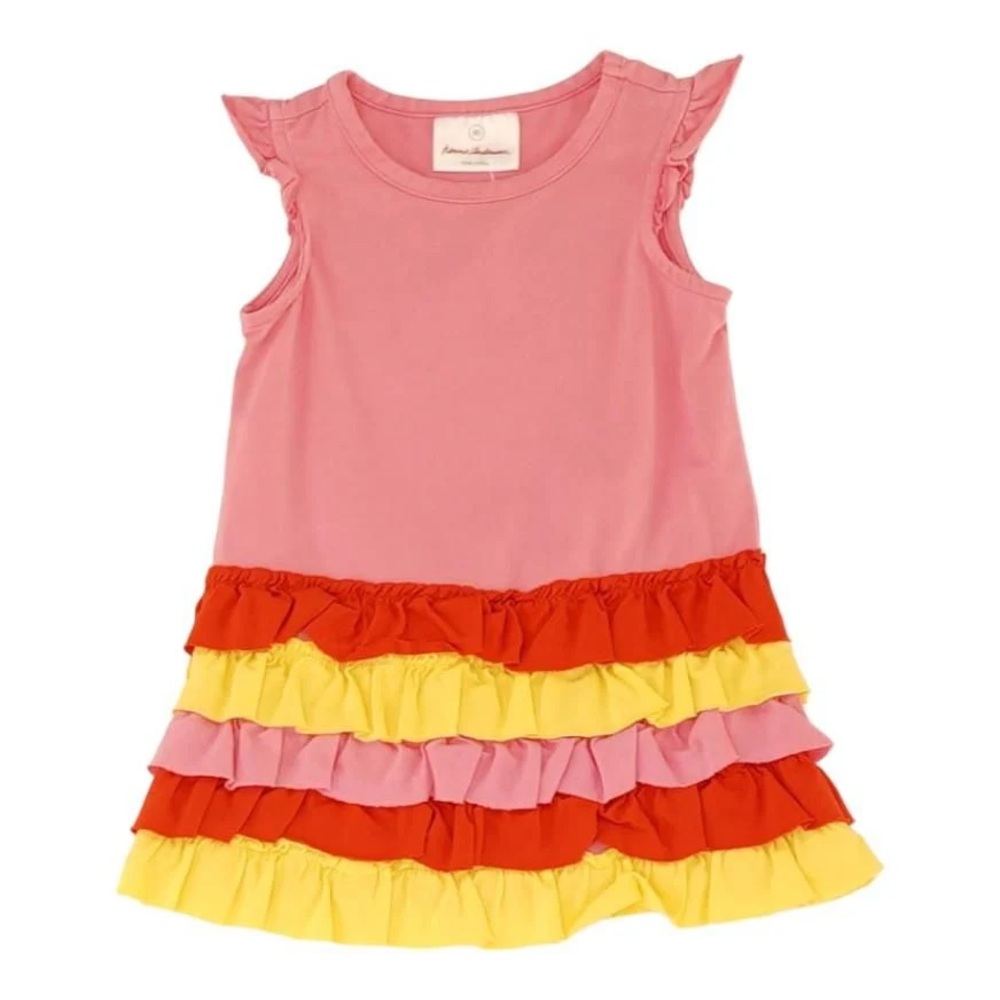 Hanna Andersson Pink Color Block Midi Dress 18-24 Months, EUC